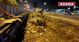ADANA’DA OTOMOBİL ALT GEÇİT ÇALIŞMASI YAPILAN ALANA DÜŞTÜ