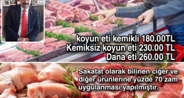 KIRMIZI ET, BEYAZ ET VE SAKATAT ÜRÜNLERİNE %60 ZAM GELDİ