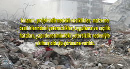 OSMANİYE’DE 52 KİŞİNİN ÖLDÜĞÜ APARTMANIN PROJESİ EKSİK, MALZEME VE YAPI DENETİMİ YETERSİZ ÇIKTI!
