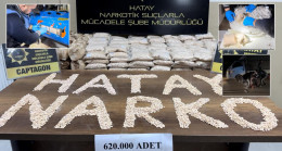 HATAY’DA DURDURULAN 2 ARAÇTAKİ MALZEMELERİN İÇİNE GİZLENMİŞ 620 BİN UYUŞTURUCU HAP ELE GEÇİRİLDİ