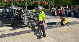 Adana’da trafik kazası tatbikatı yapıldı