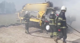 ADANA’DA BİR VİNÇTE YANGIN ÇIKTI, YANGIN NEDENİYLE ARAÇTA HASAR OLUŞTU