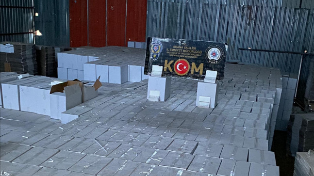 ADANA’DA 132 MİLYON 250 BİN KAÇAK MAKORON VE 4 MİLYON 725 BİN DOLDURULMUŞ SİGARA ELE GEÇİRİLDİ…   POLİS 1 KİŞİYŞ GÖZALTINA ALDI