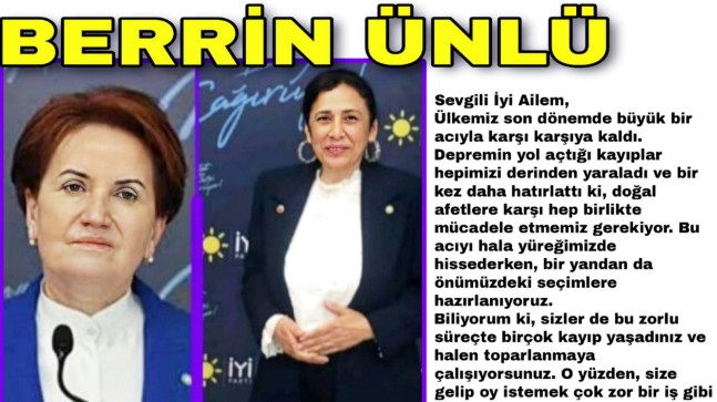 İYİ PARTİ ADANA MİLLETVEKİLİ A.ADAYI BERRİN ÜNLÜ: “SADECE SEÇİM DÖNEMİNDE DEĞİL! HER ZAMAN SİZİN YANINIZDA OLACAĞIM”