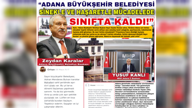 “ADANA BÜYÜKŞEHİR BELEDİYESİ SİNEKLE VE HAŞERATLA MÜCADELEDE SINIFTA KALDI!”