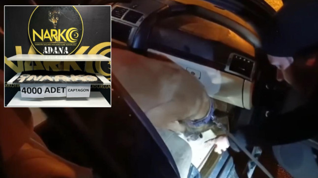 ADANA’DA OTOMOBİLDE BAKLAVA KUTUSUNA GİZLENMİŞ 4 BİN UYUŞTURUCU HAP BULUNDU