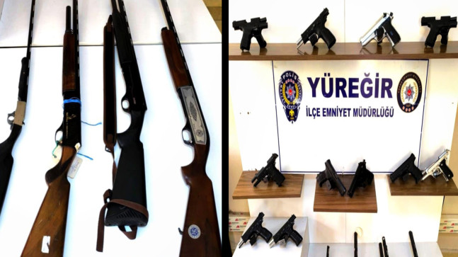 Adana’da operasyon ve denetimlerde ruhsatsız 15 silah ele geçirildi