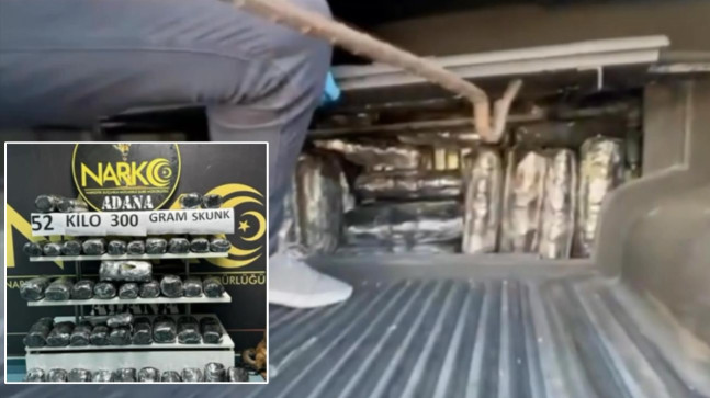 Adana’da pikaba gizlenmiş 52 kilo 300 gram skunk ele geçirildi