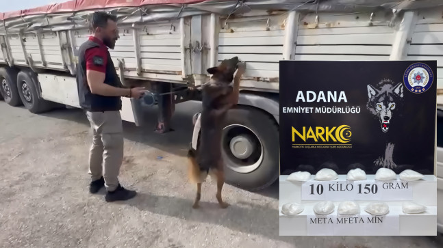 ADANA’DA ŞÜPHE ÜZERİNE DURDURULAN TIRIN DORSESİNDE 10 KİLO 150 GRAM METAMFETAMİN ELE GEÇİRİİLDİ