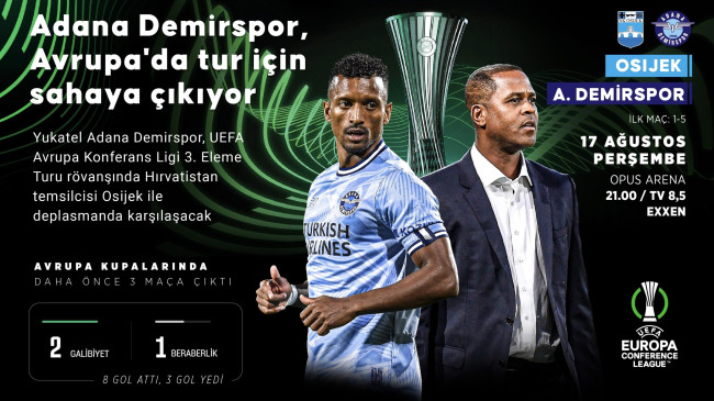 ADANA DEMİRSPOR, UEFA AVRUPA KONFERANS LİGİ’NDE BUGÜN OSİJEK’E KONUK OLACAK
