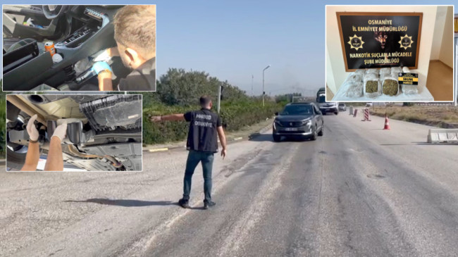 OSMANİYE’DE BİR CİPTE GİZLİ BÖLMELERDE 10 KİLO 50 GRAM SENTETİK UYUŞTURUCU ELE GEÇİRİLDİ