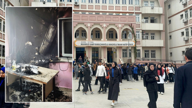 ADANA’DA BİR LİSEDE SINIFTA ÇIKAN YANGIN İTFAİYE EKİPLERİNCE SÖNDÜRÜLDÜ