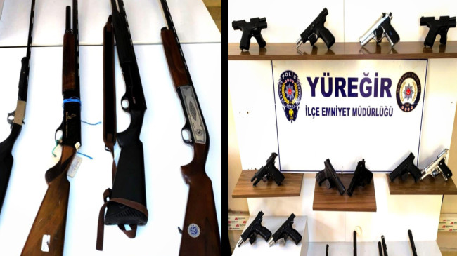 Adana’da operasyon ve denetimlerde ruhsatsız 15 silah ele geçirildi
