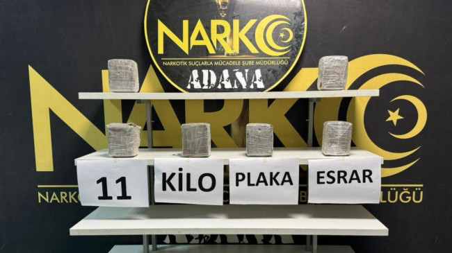 Adana’da aküye gizlenmiş 11 kilogram esrar ele geçirildi