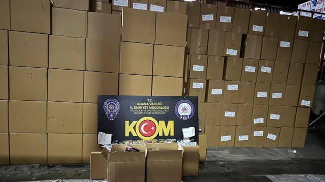Adana’da 18 milyon 330 bin makaron ele geçirildi, gözaltına alınan 2 zanlıdan 1’i tutuklandı