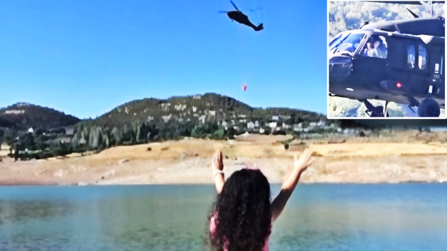 Hatay’da helikopter pilotu barajdan su alırken selamladığı çocuğun yüzünü güldürdü