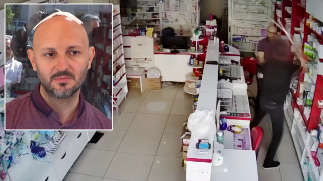 Mersin’de bir kişi eczane çalışanını sopayla darp etti