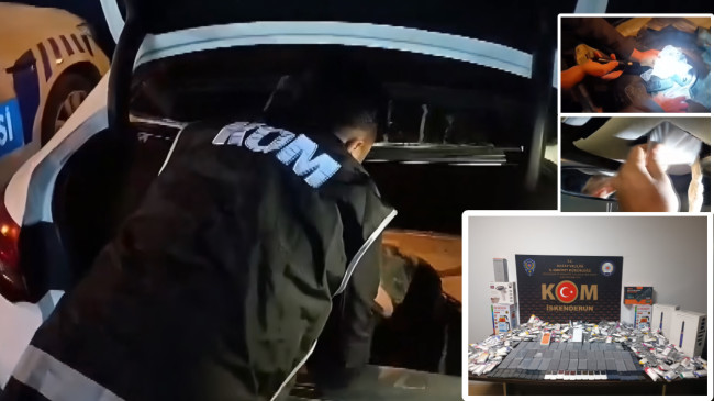 Hatay’da otomobilin LPG tankı ve tavan döşemesinde kaçak ürünler bulundu