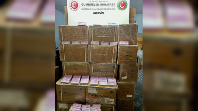 Mersin’de Limanda geçici depolama alanında 280 bin sentetik ecza hapı ele geçirildi