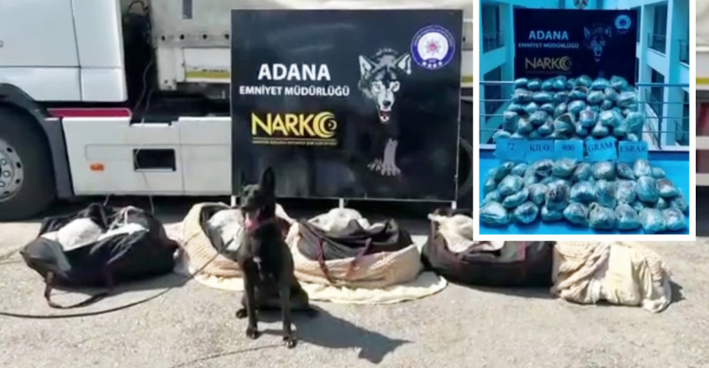 ADANA’DA BİR TIRDA 72 KİLO 900 GRAM ESRAR MADDESİ ELE GEÇİRİLDİ..