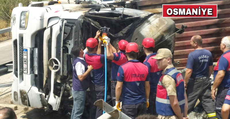 OSMANİYE’DE DEVRİLEREK YANAN TIRDA SIKIŞAN SÜRÜCÜ HAYATINI KAYBETTİ.