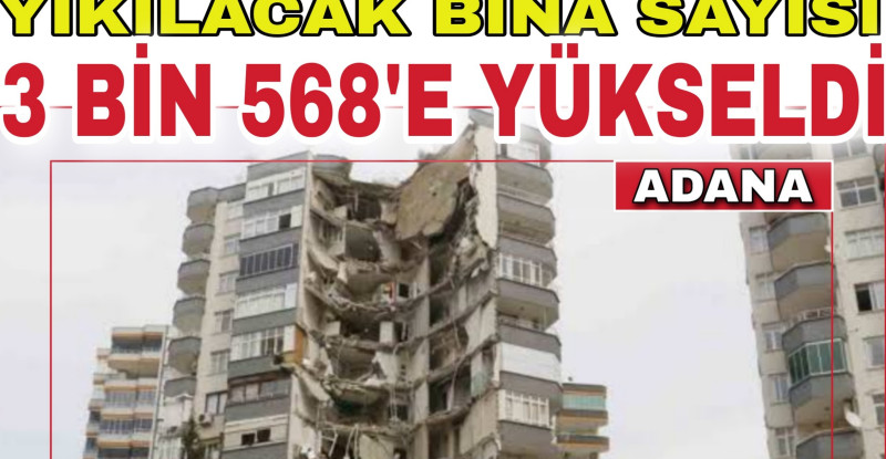 ADANA’DA DEPREMLERDEN HASAR ALAN YIKILACAK BİNA SAYISI 3 BİN 568’E YÜKSELDİ