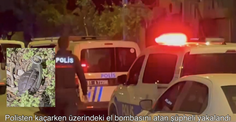 ADANA’DA POLİSTEN KAÇARKEN  EL BOMBASI VE TABANCAYLA YAKALANAN ŞÜPHELİ TUTUKLANDI