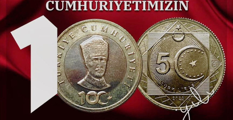 HAZİNE VE MALİYE BAKANLIĞI CUMHURİYET’İN 100. YILINA ÖZEL BASILAN “5 TÜRK LİRASI” HATIRA PARASINI TANITTI