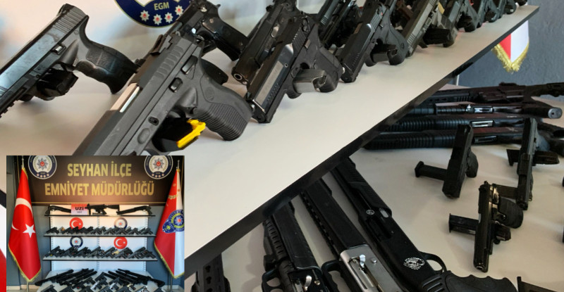 ADANA’DA POLİSİN UYGULAMALARINDA RUHSATSIZ 71 SİLAH ve 480 UYUŞTURUCU HAP ELE GEÇİRİLDİ
