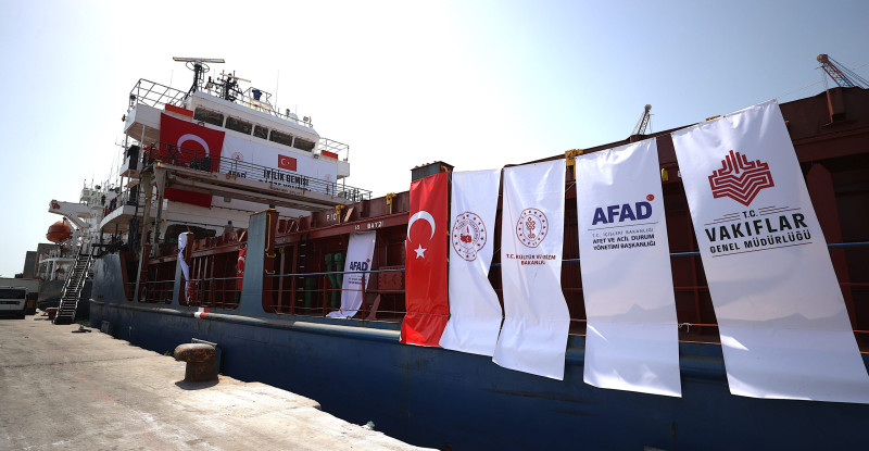 TÜRKİYE’NİN GAZZE İÇİN HAZIRLADIĞI 8’İNCİ YARDIM GEMİSİ MERSİN’DEN UĞURLANDI