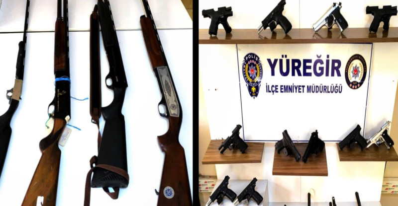 Adana’da operasyon ve denetimlerde ruhsatsız 15 silah ele geçirildi