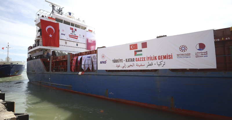 Gazze’ye yardım ulaştıracak “Türkiye-Katar Gazze İyilik Gemisi” Mersin’den uğurlandı