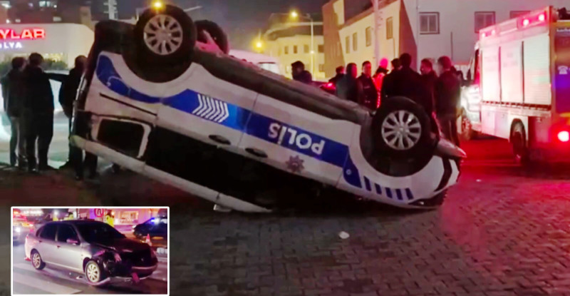Mersin’de polis aracıyla otomobilin çarpışması sonucu iki kişi hafif yaralandı