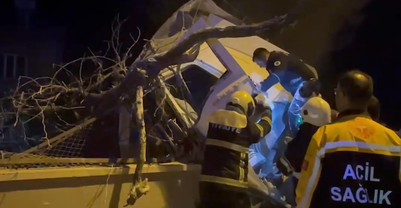 Adana’da ağaca çarpan kamyonun sürücüsü yaralandı