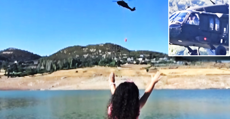 Hatay’da helikopter pilotu barajdan su alırken selamladığı çocuğun yüzünü güldürdü