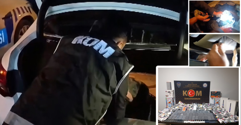 Hatay’da otomobilin LPG tankı ve tavan döşemesinde kaçak ürünler bulundu